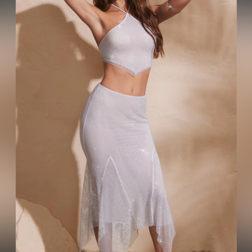 Oh Polly Embellished Crop Top and Skirt